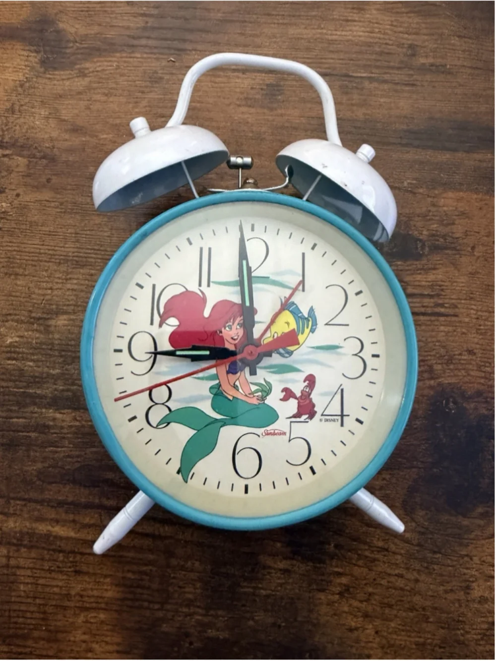 Sunbeam The Little Mermaid Alarm Clock Dual Bell Wind Up Vintage Disney Works!